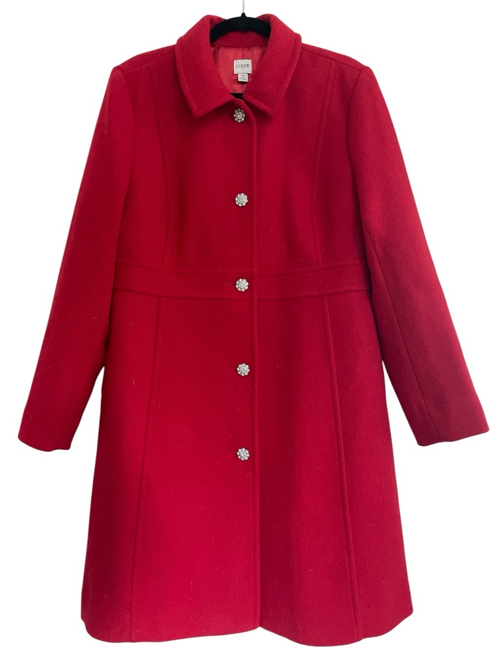 J. Crew Women's Wool Blend Lady Day Coat Classic Cardinal Red, size 14
